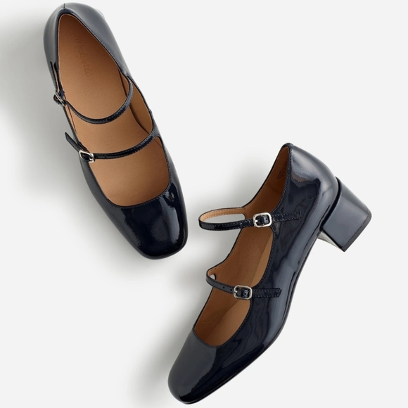 Madewell The Nettie Heeled Mary Jane in Deep Indigo Patent Leather - Picture 1 of 16